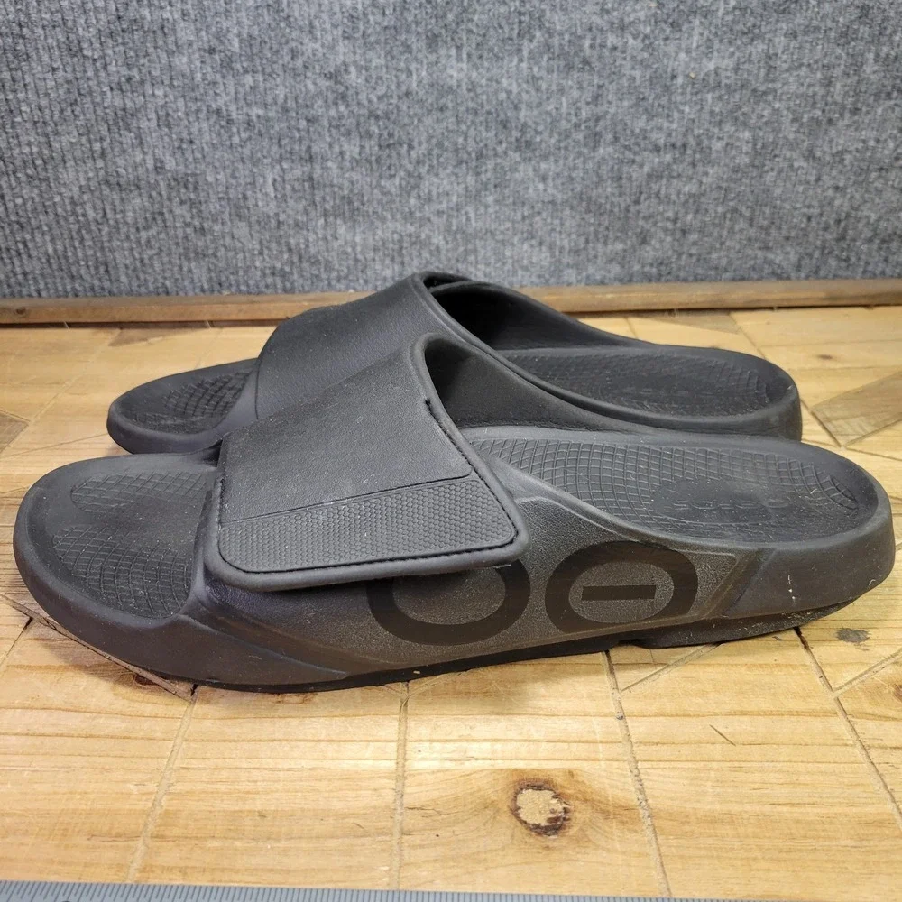 OOFOS OOahh Sport Flex Mens 16 Sandal Matte Black Recovery Slides Comfort Shoes
